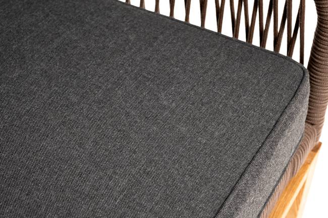 "Канны" диван 2-местный плетеный из роупа, основание дуб, роуп коричневый круглый, ткань темно-серая 027 "Канны" диван 2-местный плетеный из роупа, основание дуб, роуп коричневый круглый, ткань темно-серая 027