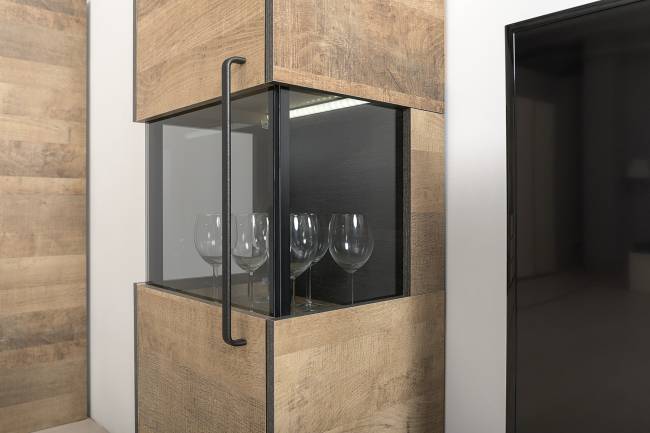 Стенка для гостиной в лофт стиле Трувор № 19 цвет дуб гранж песочный/интра