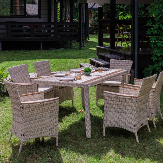 AMELIA обеденный комплект бежевого цвета на 6 персон