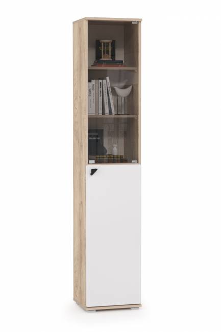 Шкаф Бостон 13.155 цвет дуб эндгрейн элегантный/фасады МДФ милк рикамо софт