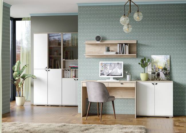 Шкаф Бостон 13.155 цвет дуб эндгрейн элегантный/фасады МДФ милк рикамо софт