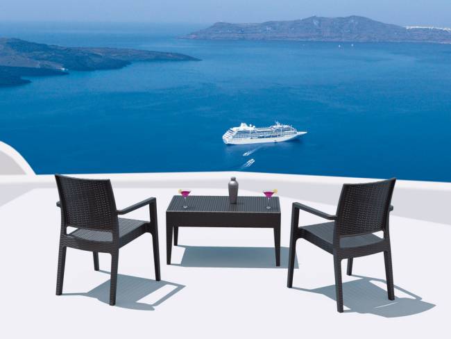 Кресло пластиковое плетеное Ibiza антрацит 580х590х870 мм