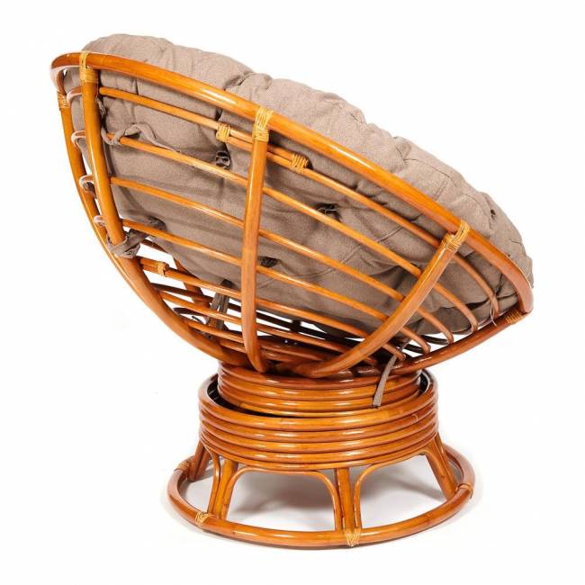 Кресло-качалка PAPASAN/ПАПАСАН w 23/01 B /с подушкой/ 115х78х104 см, Cognac (коньяк), экошерсть Коричневый, 1811-5 Cognac (коньяк)