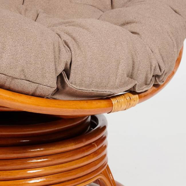 Кресло-качалка PAPASAN/ПАПАСАН w 23/01 B /с подушкой/ 115х78х104 см, Cognac (коньяк), экошерсть Коричневый, 1811-5 Cognac (коньяк)