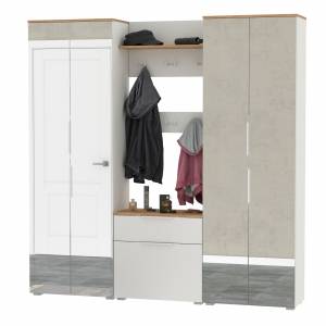 Большая прихожая Октава № 27 цвет белый шагрень/дуб крафт золотой