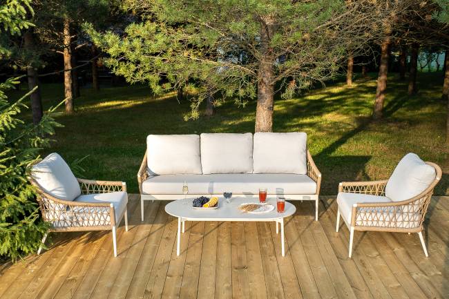 "Венеция" лаунж-зона из искусственного ротанга, цвет соломенный "Венеция" лаунж-зона из искусственного ротанга, цвет соломенный