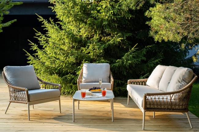 "Венеция" лаунж-зона из искусственного ротанга, цвет соломенный "Венеция" лаунж-зона из искусственного ротанга, цвет соломенный