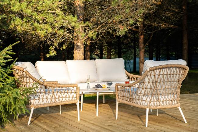 "Венеция" лаунж-зона из искусственного ротанга, цвет соломенный "Венеция" лаунж-зона из искусственного ротанга, цвет соломенный