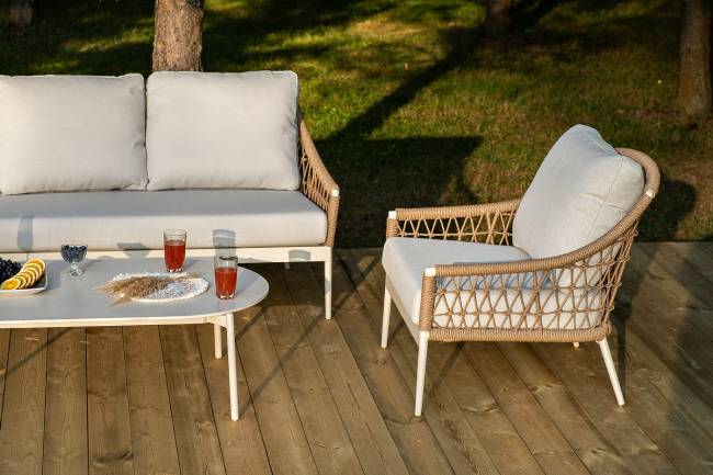 "Венеция" лаунж-зона из искусственного ротанга, цвет соломенный "Венеция" лаунж-зона из искусственного ротанга, цвет соломенный