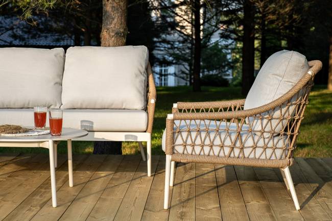 "Венеция" лаунж-зона из искусственного ротанга, цвет соломенный "Венеция" лаунж-зона из искусственного ротанга, цвет соломенный