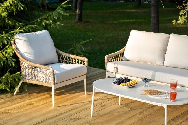 "Венеция" лаунж-зона из искусственного ротанга, цвет соломенный "Венеция" лаунж-зона из искусственного ротанга, цвет соломенный