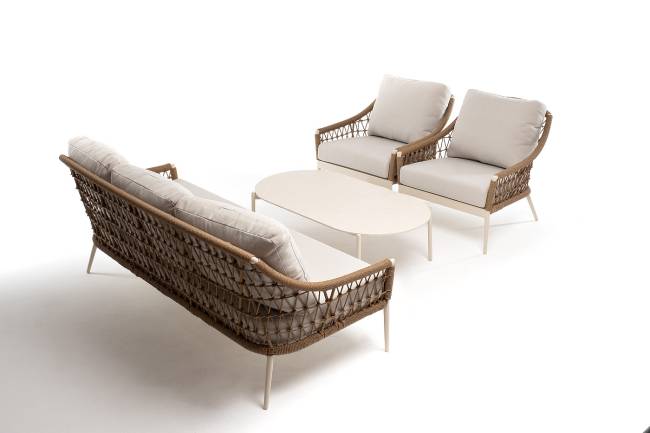 "Венеция" лаунж-зона из искусственного ротанга, цвет соломенный "Венеция" лаунж-зона из искусственного ротанга, цвет соломенный