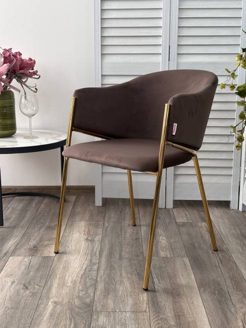 Стул DILL MOMO-05 тауп, велюр "беспальчиковый"/ золотой каркас М-City