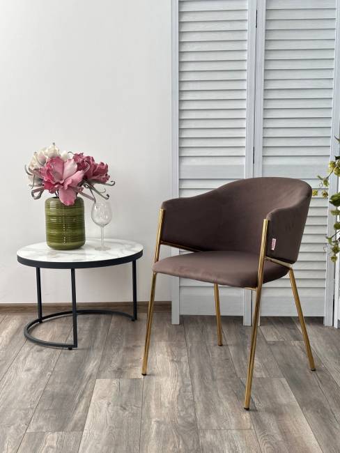 Стул DILL MOMO-05 тауп, велюр "беспальчиковый"/ золотой каркас М-City