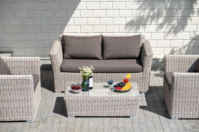 "Капучино" диван из искусственного ротанга двухместный, цвет бежевый