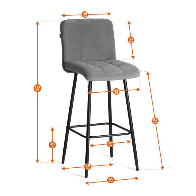 Барный стул  Medeo/Медео экокожа , черный, 45х56х113 см черный Барный стул  Medeo/Медео экокожа , черный, 45х56х113 см черный