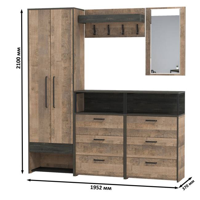 Большая прихожая Трувор № 210 цвет дуб гранж песочный/интра