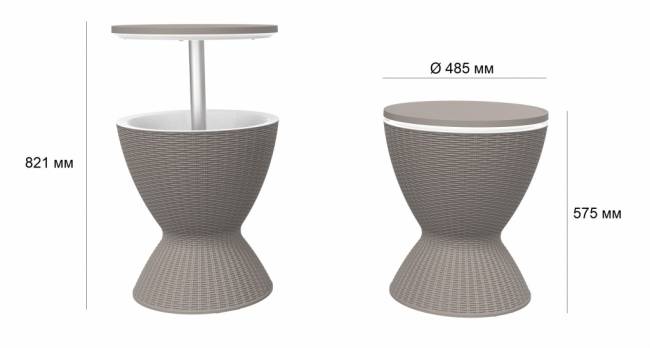 Стол пластиковый мини-бар Belle Cool Bar тортора Ø485х575/821 мм Стол пластиковый мини-бар Belle Cool Bar тортора Ø485х575/821 мм