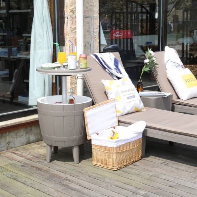 Стол пластиковый мини-бар Nova Cool Bar тортора, белый, тортора Ø485х575/821 мм Стол пластиковый мини-бар Nova Cool Bar тортора, белый, тортора Ø485х575/821 мм