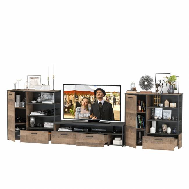 Два комода с одним ящиком и дверкой и ТВ-тумба Трувор цвет дуб гранж песочный/интра