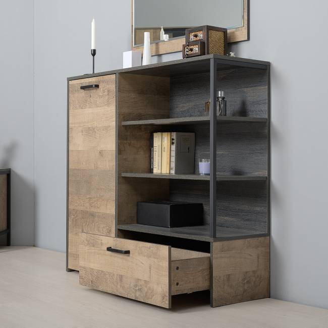 Два комода с одним ящиком и дверкой и ТВ-тумба Трувор цвет дуб гранж песочный/интра