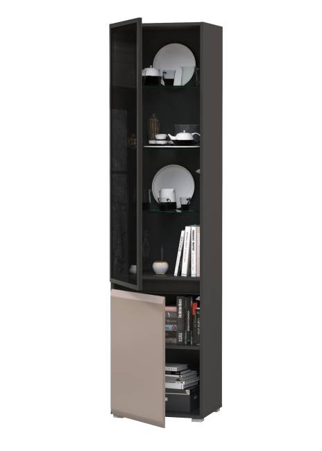 Шкаф-витрина Сидней 13.201 цвет антрацит/МДФ веллюто капучино