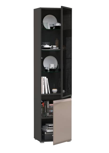 Шкаф-витрина Сидней 13.201 цвет антрацит/МДФ веллюто капучино