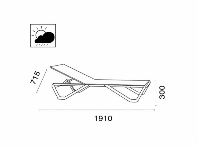 Шезлонг-лежак металлический Wave Pad тортора 1910х715х300 мм Шезлонг-лежак металлический Wave Pad тортора 1910х715х300 мм