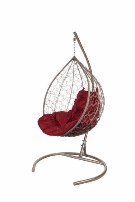 Подвесные качели - качели в виде капли "Tropica Gray" бордовая подушка Подвесные качели - качели в виде капли "Tropica Gray" бордовая подушка