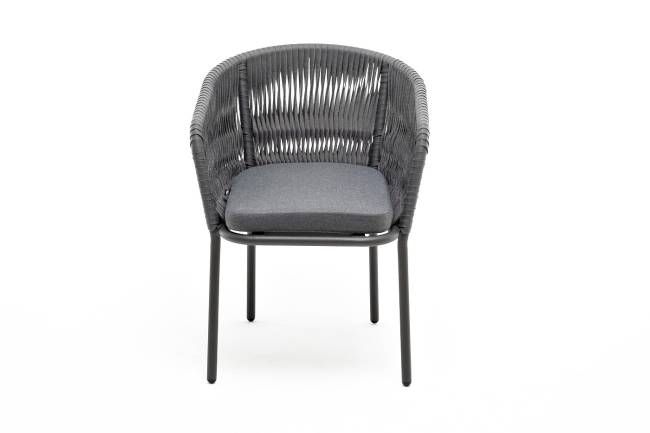 "Бордо" стул плетеный из роупа (колос), каркас алюминий серый (RAL7022) муар, роуп серый 15мм, ткань темно-серая 027 "Бордо" стул плетеный из роупа (колос), каркас алюминий серый (RAL7022) муар, роуп серый 15мм, ткань темно-серая 027