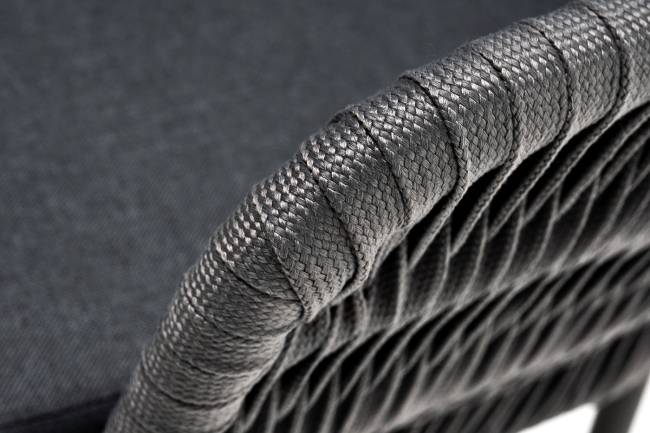 "Бордо" стул плетеный из роупа (колос), каркас алюминий серый (RAL7022) муар, роуп серый 15мм, ткань темно-серая 027 "Бордо" стул плетеный из роупа (колос), каркас алюминий серый (RAL7022) муар, роуп серый 15мм, ткань темно-серая 027