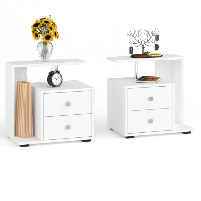 Кровать 1400 Камелия + две тумбы цвет белый