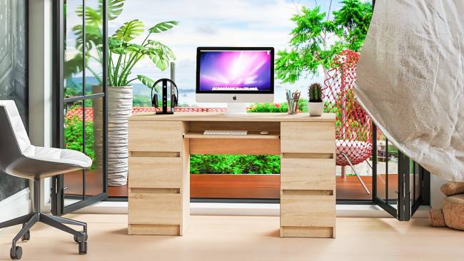 Компьютерный стол с двумя тумбами Мори МС-2 цвет дуб сонома