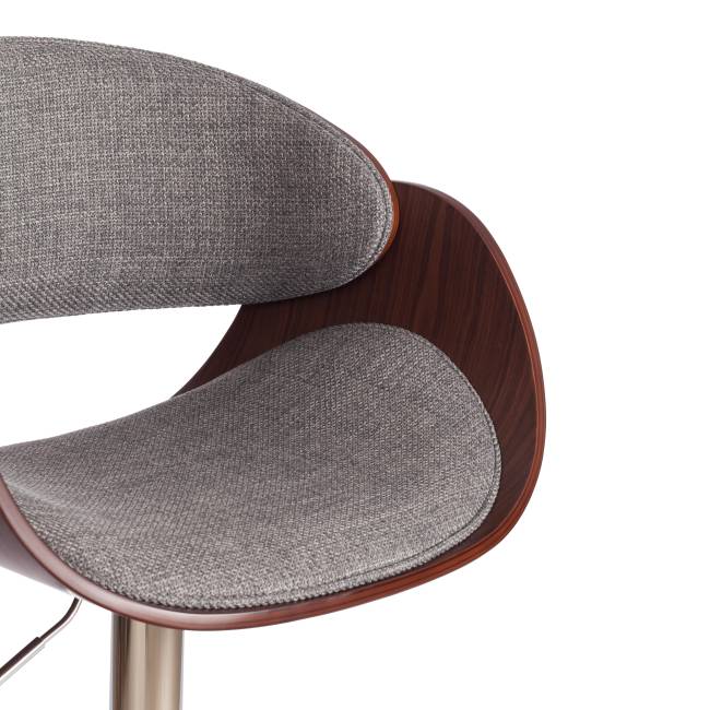 Барный стул LANDO (mod.4036) металл/дерево/ткань, 59х51х93-114 см, высота сиденья 62-83 см, серый/орех/хром, Aimcasa 28 орех темный, серый металл/дерево/ткань Барный стул LANDO (mod.4036) металл/дерево/ткань, 59х51х93-114 см, высота сиденья 62-83 см, серый/орех/хром, Aimcasa 28 орех темный, серый металл/дерево/ткань