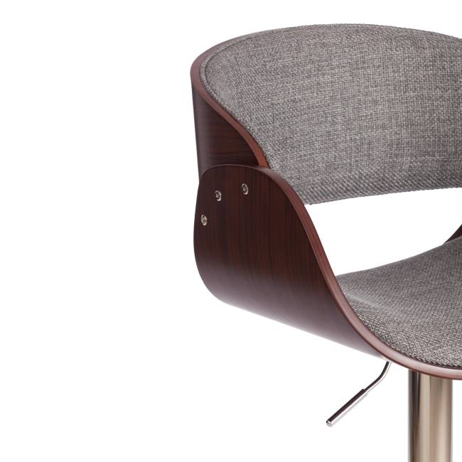 Барный стул LANDO (mod.4036) металл/дерево/ткань, 59х51х93-114 см, высота сиденья 62-83 см, серый/орех/хром, Aimcasa 28 орех темный, серый металл/дерево/ткань Барный стул LANDO (mod.4036) металл/дерево/ткань, 59х51х93-114 см, высота сиденья 62-83 см, серый/орех/хром, Aimcasa 28 орех темный, серый металл/дерево/ткань