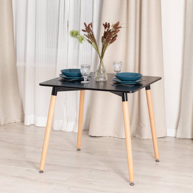 Стол JOHN (mod. T1003) МДФ/дерево, 80 х 80 х 75 см , Black (черный)/ Natural (натуральный) Black (черный)/ Natural (натуральный) МДФ/дерево