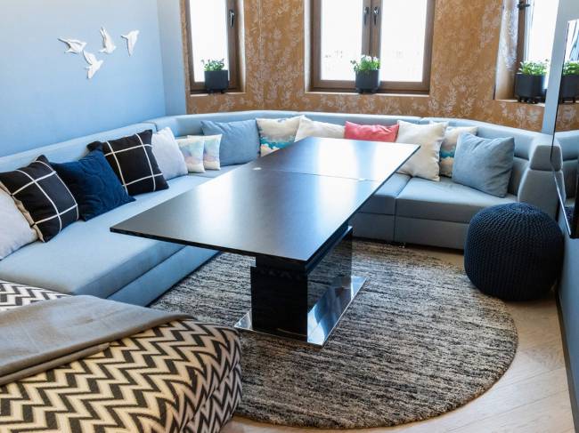 Стол-трансформер Левмар Slide G27/S79 черный глянец/ опоры нерж.сталь