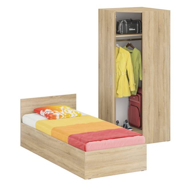 Кровать односпальная 900 с угловым шкафом Стандарт цвет дуб сонома Кровать односпальная 900 с угловым шкафом Стандарт цвет дуб сонома
