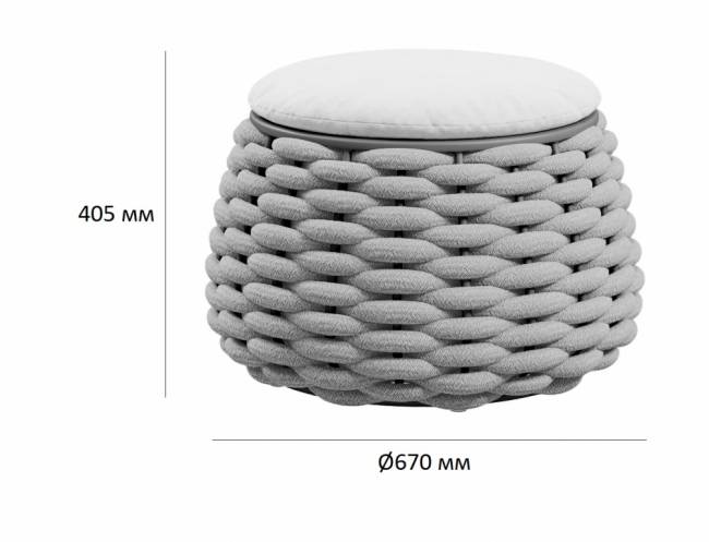 Пуф-столик плетеный с подушкой Pouf терракотовый, светло-бежевый Ø670х405 мм