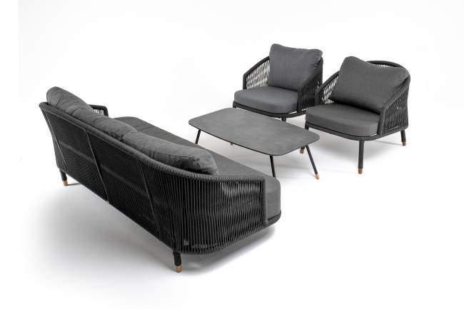 "Верона" лаунж-зона 5-местная плетеная из роупа (веревки), каркас алюминиевый темно-серый, роуп темно-серый "Верона" лаунж-зона 5-местная плетеная из роупа (веревки), каркас алюминиевый темно-серый, роуп темно-серый