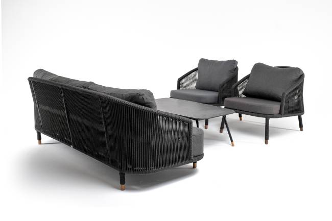 "Верона" лаунж-зона 5-местная плетеная из роупа (веревки), каркас алюминиевый темно-серый, роуп темно-серый "Верона" лаунж-зона 5-местная плетеная из роупа (веревки), каркас алюминиевый темно-серый, роуп темно-серый