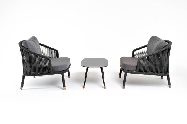 "Верона" лаунж-зона 5-местная плетеная из роупа (веревки), каркас алюминиевый темно-серый, роуп темно-серый "Верона" лаунж-зона 5-местная плетеная из роупа (веревки), каркас алюминиевый темно-серый, роуп темно-серый