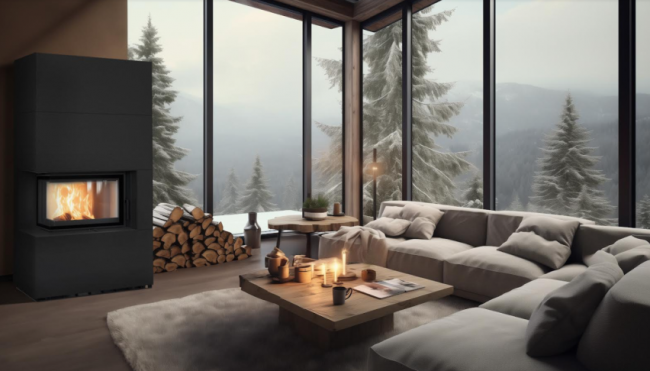 Каминокомплект Kratki PRO FLOKI NATURALI ARDESIA NERO A SPACCO