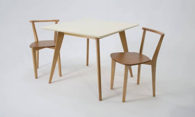 Стол Сканди М 90, Натуральное дерево/Слоновая кость