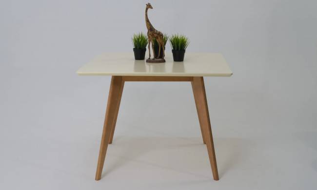 Стол Сканди М 90, Натуральное дерево/Слоновая кость