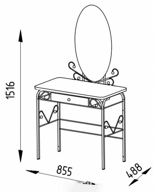 Стол  дамский с ящиком ММД 303     Черный / Орех