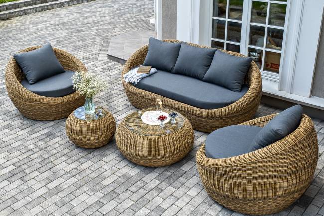 "Барселона" лаунж-зона из искусственного ротанга, цвет соломенный "Барселона" лаунж-зона из искусственного ротанга, цвет соломенный