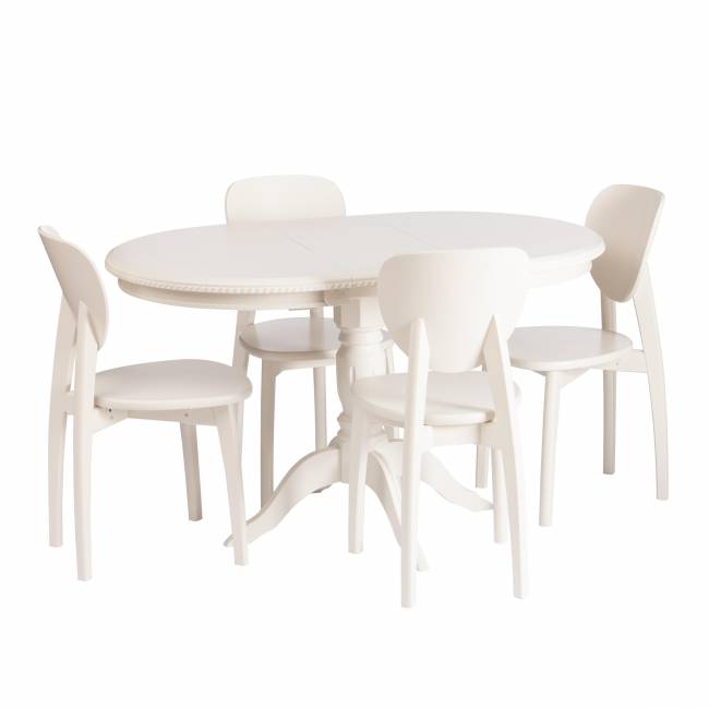 Стол STEFANO бук, мдф, 100+30x80x77см, Ivory white Ivory white бук, мдф