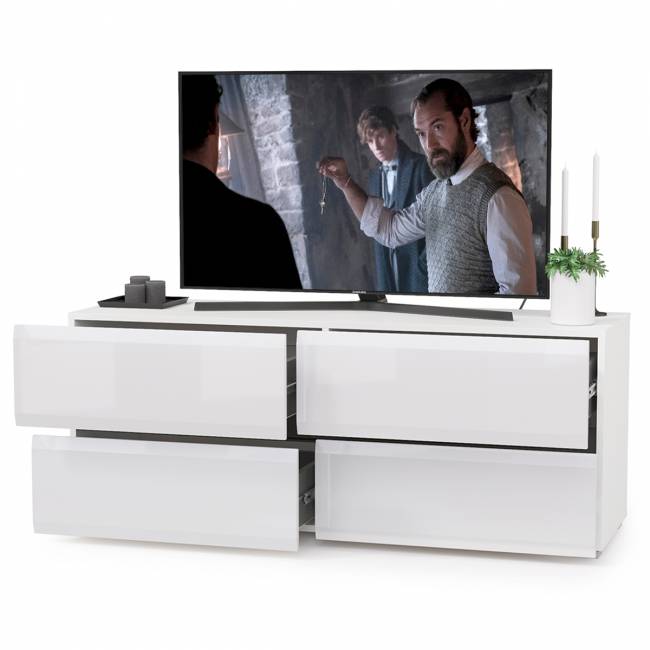Тумба под ТВ Сидней 13.63 цвет белый/чёрный/МДФ белый глянец