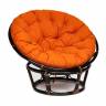 Кресло PAPASAN/ПАПАСАН 23/01 W  /с подушкой/ диаметр подушки 122 см, 115х101х104 см, Antique brown (античный черно-коричневый), ткань Оранжевый,